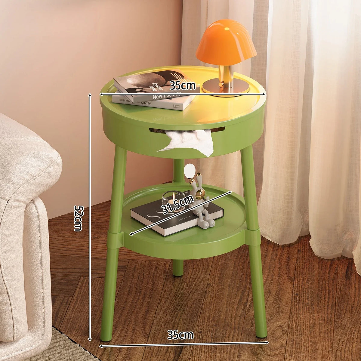 Round Coffee Table – Mobile Minimalist Nightstand