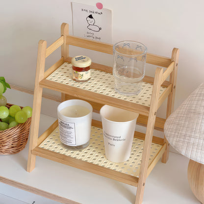 2-Layer Bamboo Countertop Organizer Coffee Cup Holder for Kitchen & Home