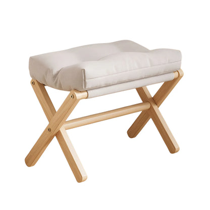 Folding Entryway Stool - Cushioned Solid Wood Stool