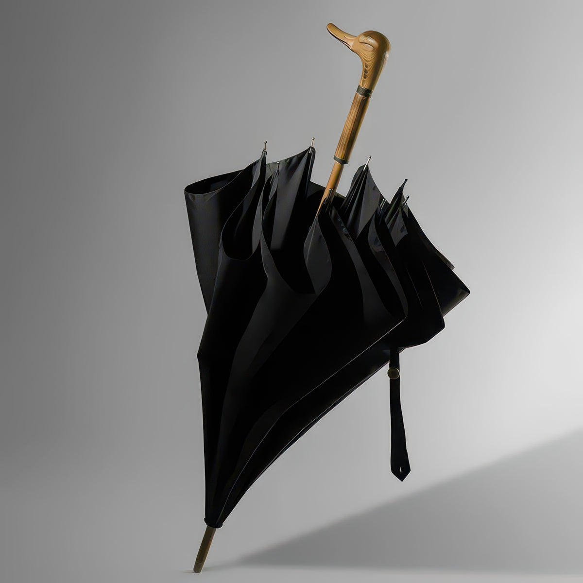 Premium Long Handle Wooden Golf Umbrella with Fiberglass Frame, 112cm Diameter