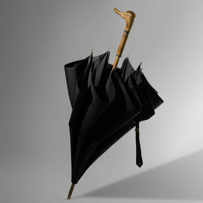 Premium Long Handle Wooden Golf Umbrella with Fiberglass Frame, 112cm Diameter