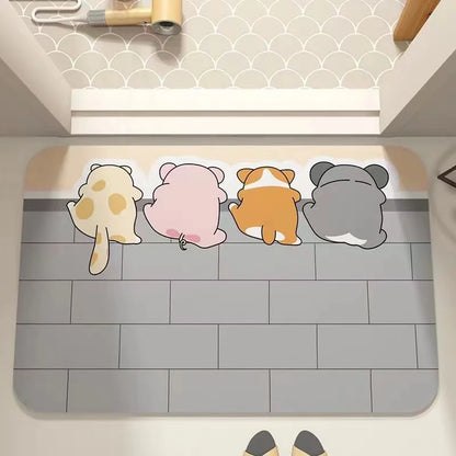 Cartoon Bathroom Mat - Playful Soft Foot Mat
