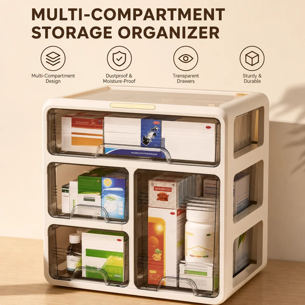 Large Capacity Drawer Medicine Storage Box Multi-Layer Home Organizer