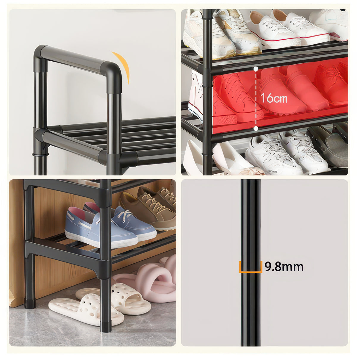 Adjustable Multi-Tier Metal Shoe Rack for Entryway Storage