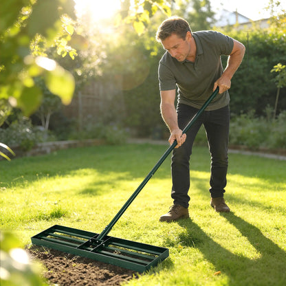 Lawn Leveling Rake - Adjustable Handle Grading Rake