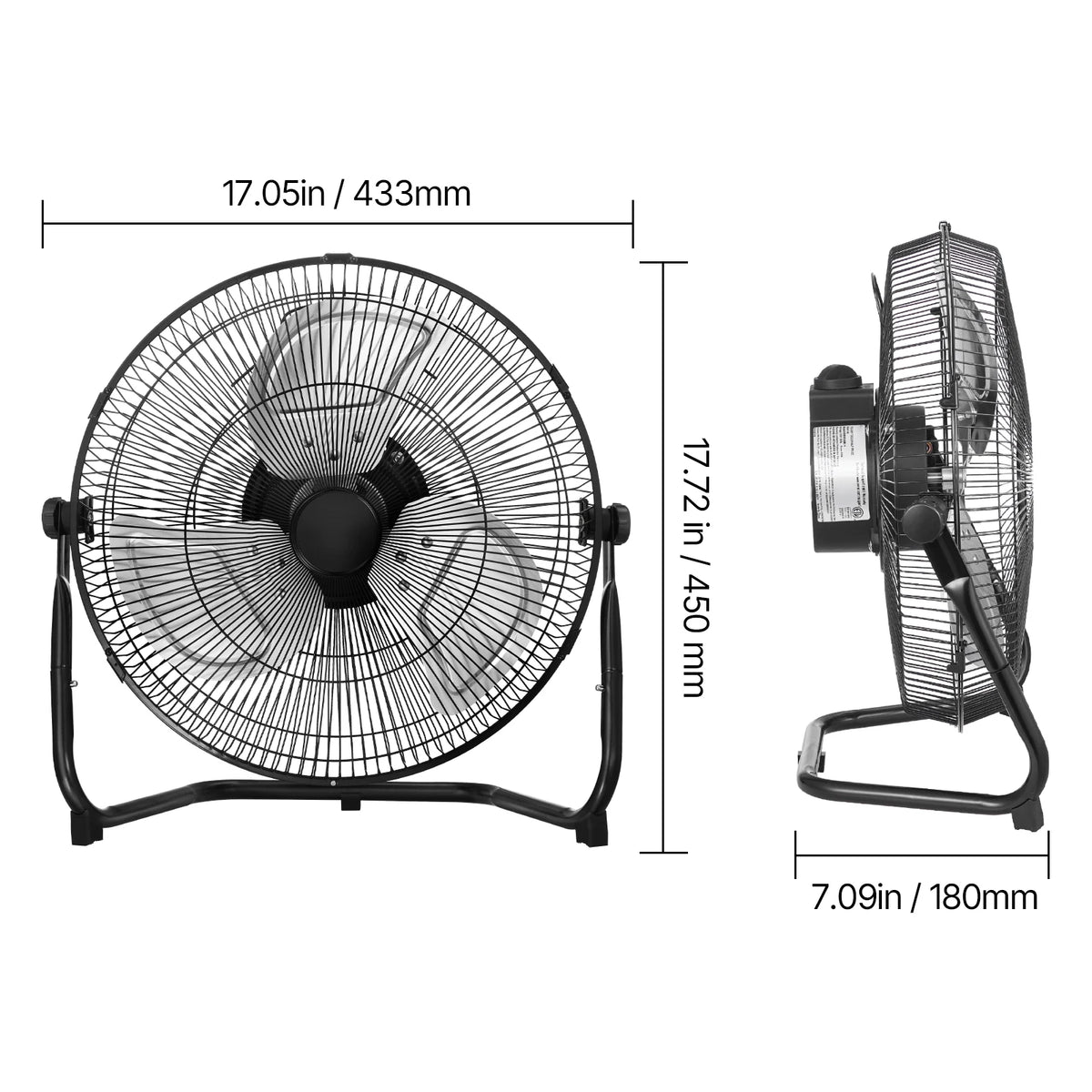 14/18/20-Inch Industrial Floor Fan with Three Speeds