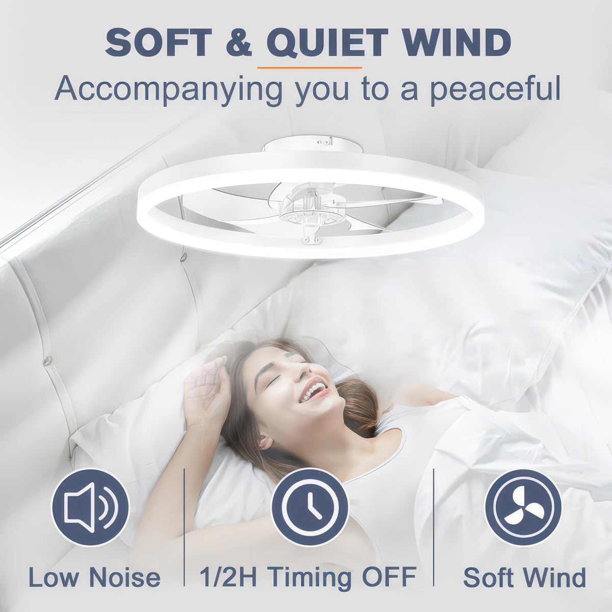 50cm Dimmable Ceiling Fan Light with Remote and Six Speeds