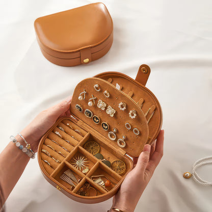 Travel Jewelry Storage Box with Leather Exterior