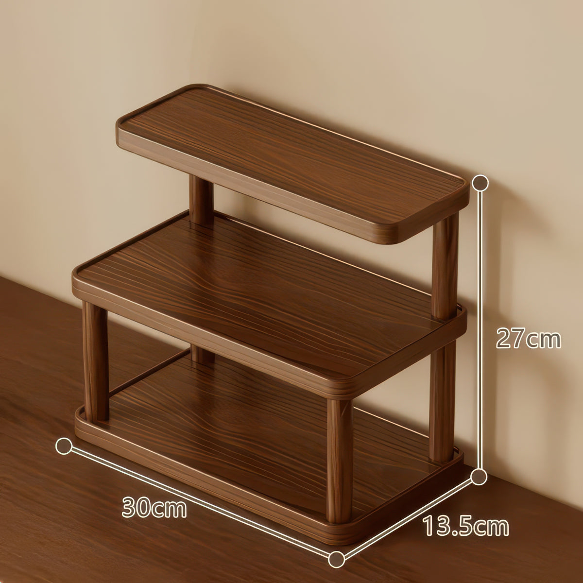 Multilayer Wooden Storage Rack - Space-Saving Teacup & Mug Stand
