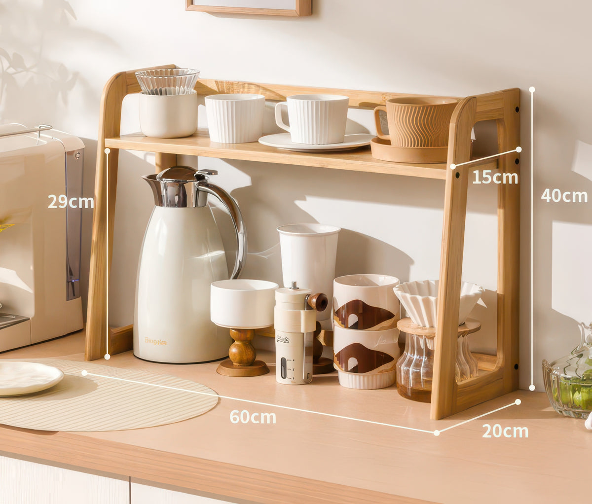 Wooden Multi-Functional Countertop Multi-Layer Storage Rack, Multiple Sizes