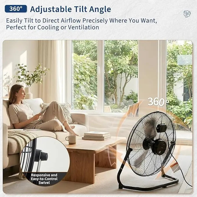 12/18/20-Inch Three-Speed Industrial Floor Fan with Carry Handle