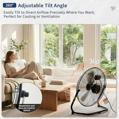 12/18/20-Inch Three-Speed Industrial Floor Fan with Carry Handle