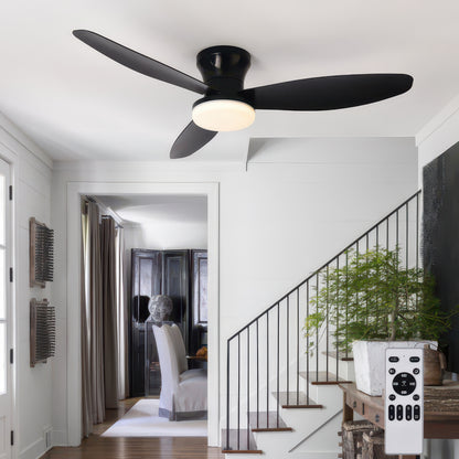 Three-Blade Ceiling Fan with Dimmable Light and Remote