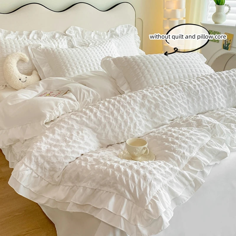 Seersucker Duvet Cover – Korean Lace 3pcs Bedding Set