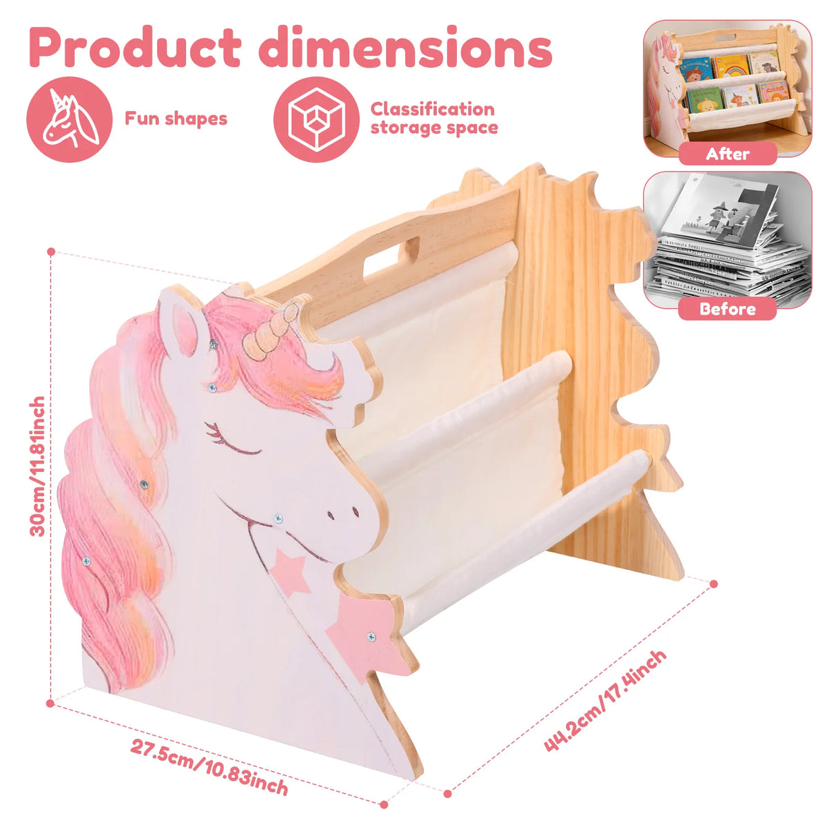 Baby Bookshelf - 2 Tier Montessori Wood Book Rack