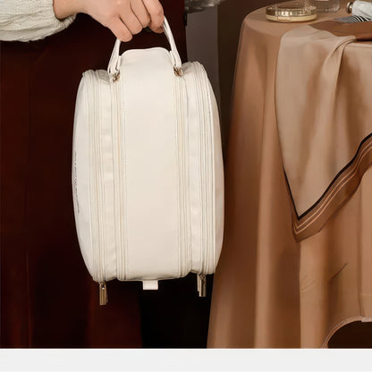 Large Capacity PU Leather Travel Makeup and Toiletry Bag