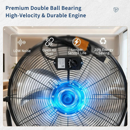 12/18/20-Inch Three-Speed Industrial Floor Fan with Carry Handle