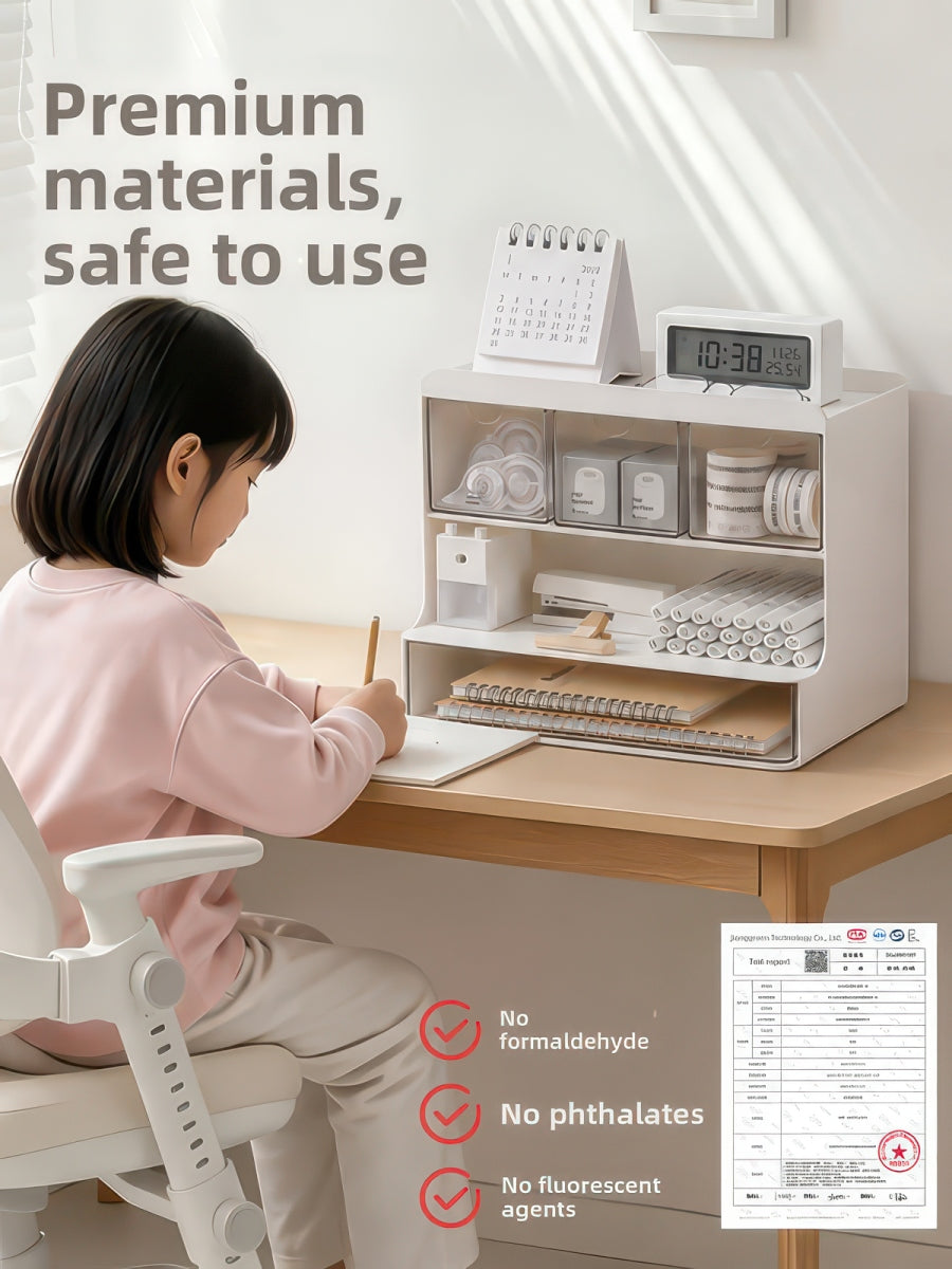 Desktop Drawer-Style Multi-Layer Plastic Organizer for Office & Student Desks