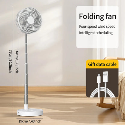 Foldable USB Rechargeable Fan with Four Speeds and Timer