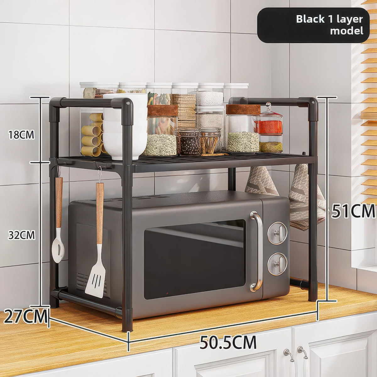 Heavy Duty Kitchen Baker's Rack Floor Standing Microwave Oven Stand, 2-Tier Storage