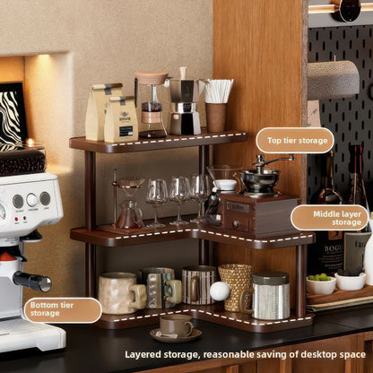 Premium Bamboo Corner Desktop Multi-Layer Storage Shelf - Corner Organizer