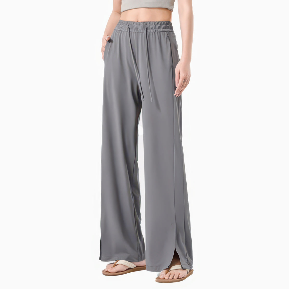 UPF 50+ Wide Leg Pants for Women with Side Slit, Lightweight Quick-Dry for Travel, Hiking and Everyday Wear