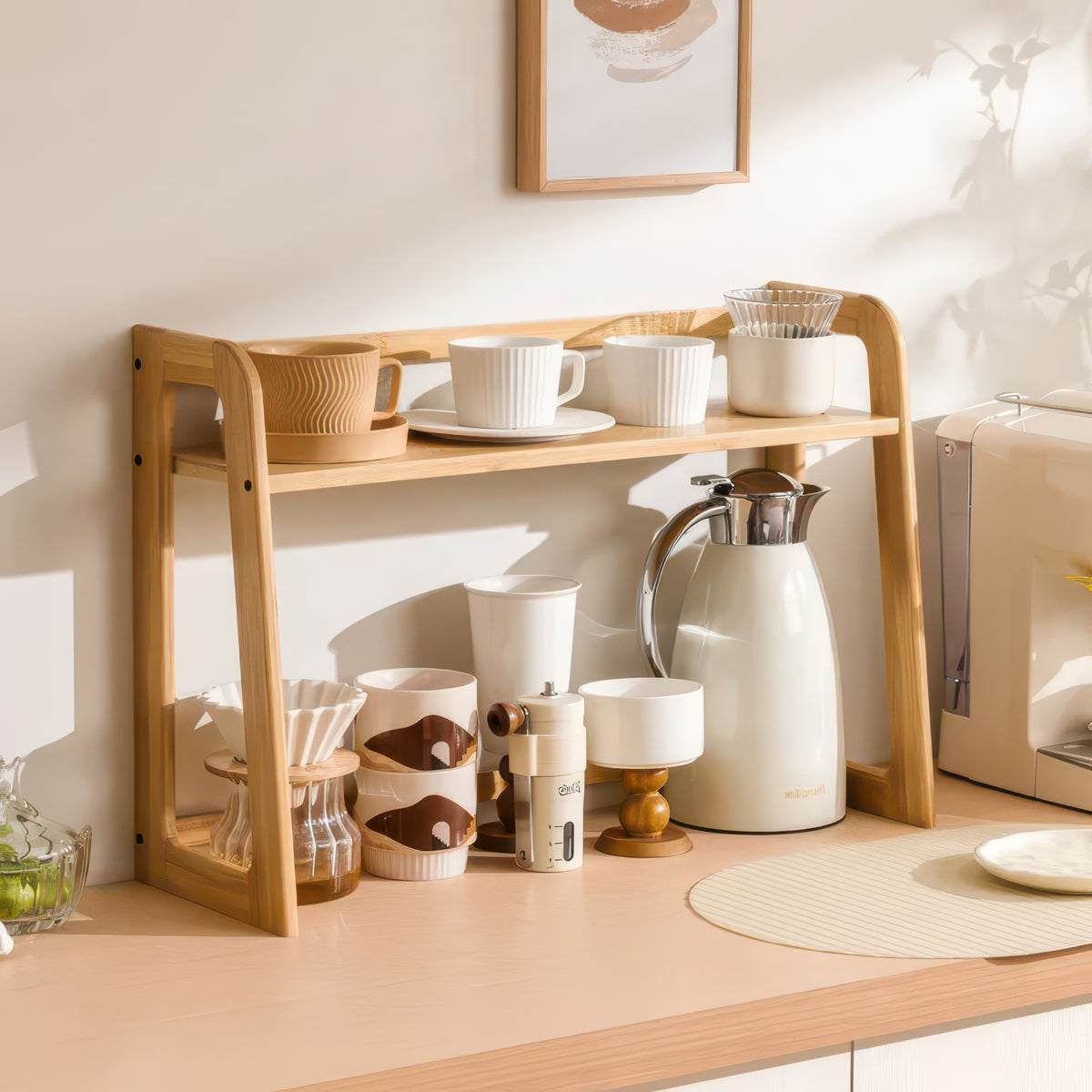 Wooden Multi-Functional Countertop Multi-Layer Storage Rack, Multiple Sizes