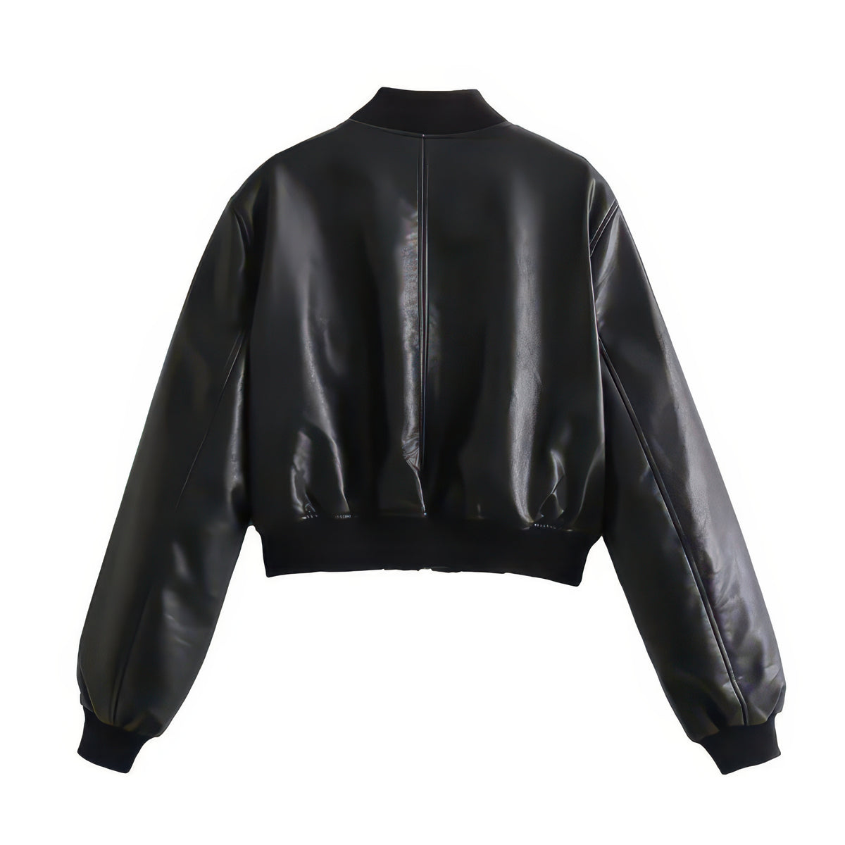 Women's Short Faux Leather Pilot Jacket, Slim Zip-Up Coat for Autumn