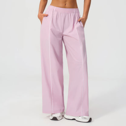 UV-Resistant Yoga Pants for Women with Contrast Stripe Detail and Side Pockets