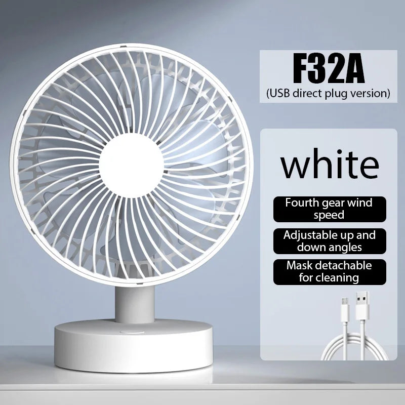 USB Desktop Fan with Four Speeds and 5V Power for Table Use