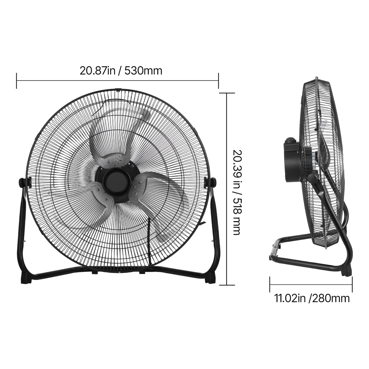 14/18/20-Inch Industrial Floor Fan with Three Speeds