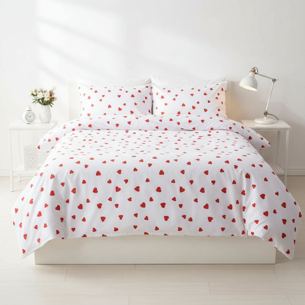 Printed Duvet Cover Set – Red Heart 3pcs Bedding Set