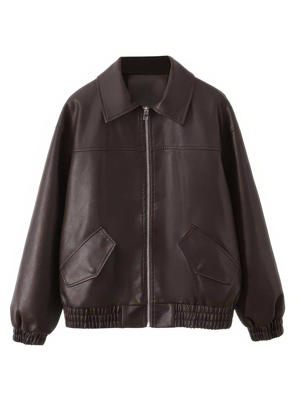 Women's Vintage Faux Leather Moto Jacket, Short Zip-Up Biker Coat for Spring and Autumn