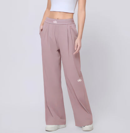 Quick-Dry Wide Leg Athletic Pants for Women, Pleated High Waist with Pockets for Workouts