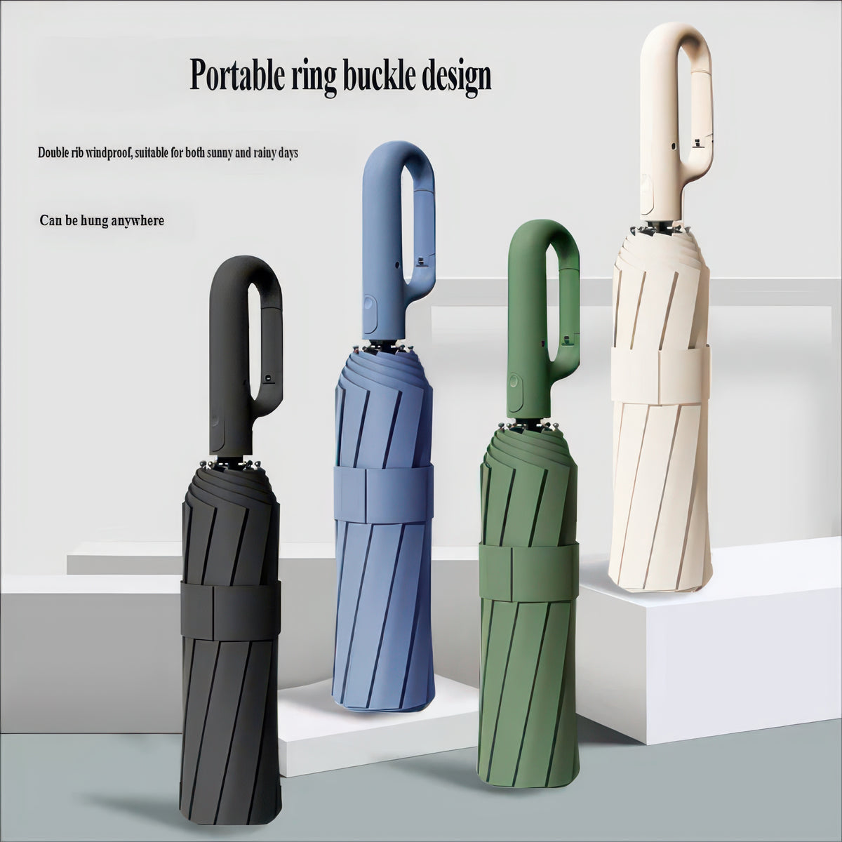 Automatic Folding Umbrella with UV-Blocking Canopy, Sun and Rain Protection