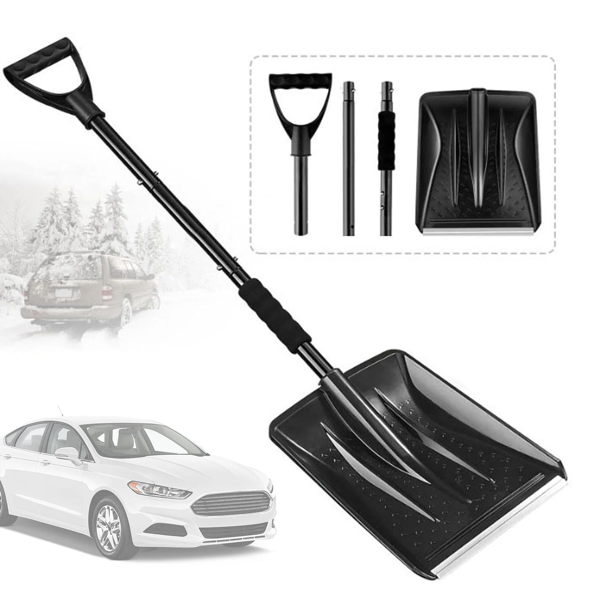 D-Grip Snow Shovel - Adjustable Car Driveway Shovel