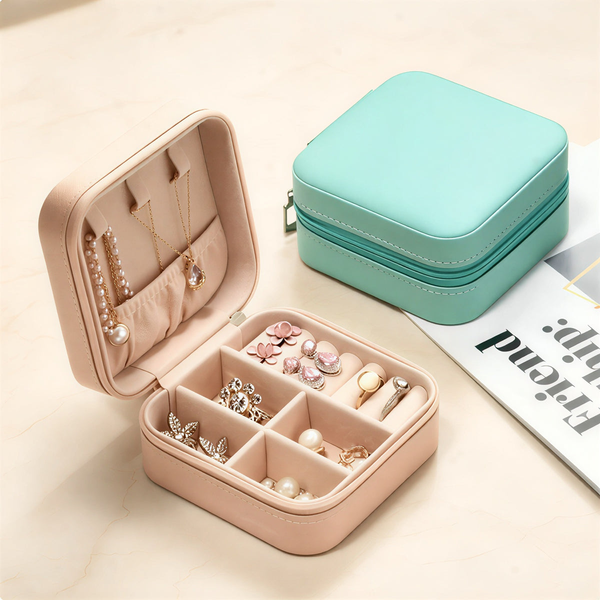 Small Jewelry Box – Macaroon Style Travel Case for Studs & Rings