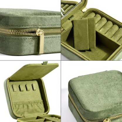 Velvet Ring and Jewelry Box with Flip Lid, with or without Mirror