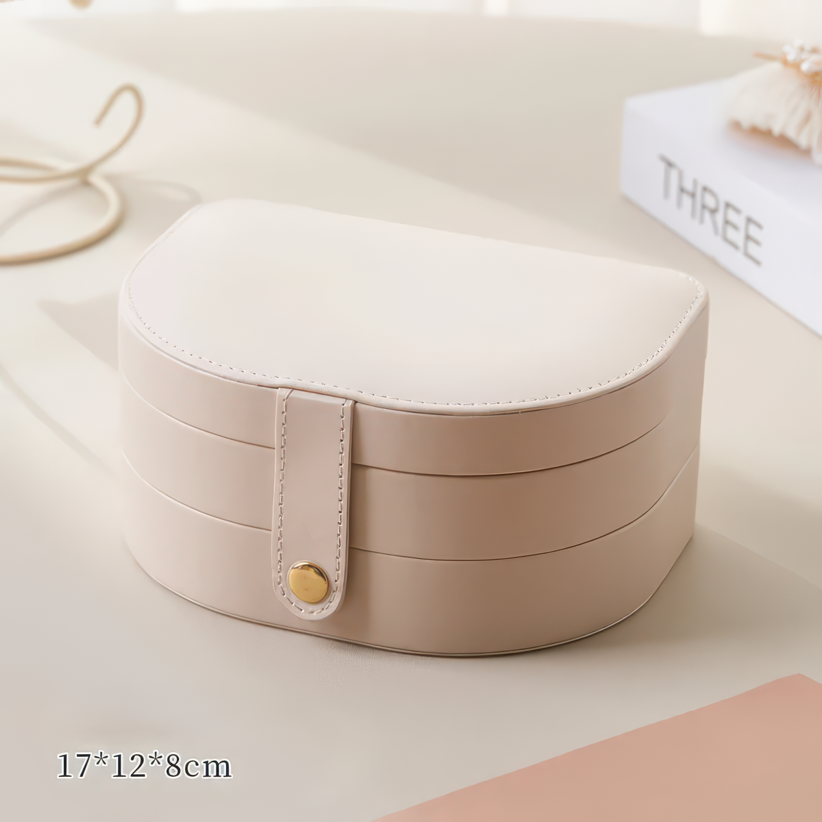Travel Jewelry Storage Box with Leather Exterior