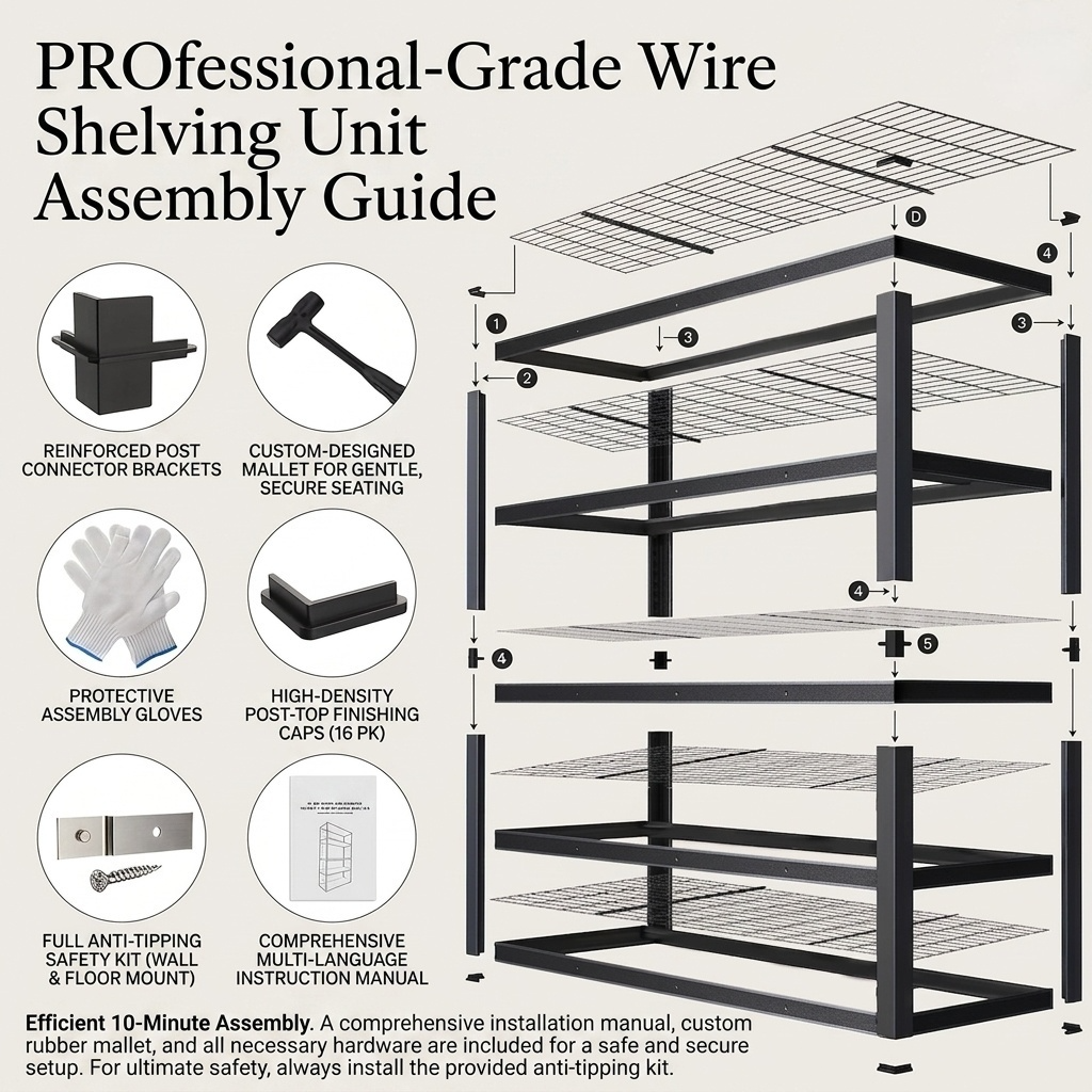Metal Storage Rack - 84 Inch Heavy-Duty Garage Shelf