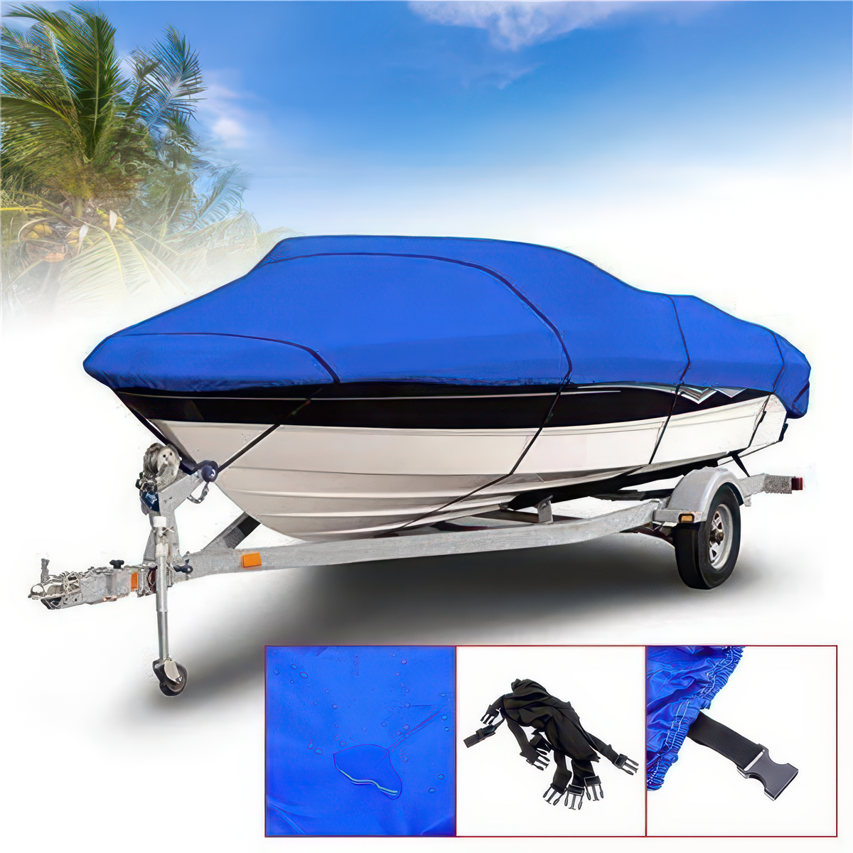 Heavy Duty Waterproof Boat Cover for V-Hull Fishing & Ski Boats
