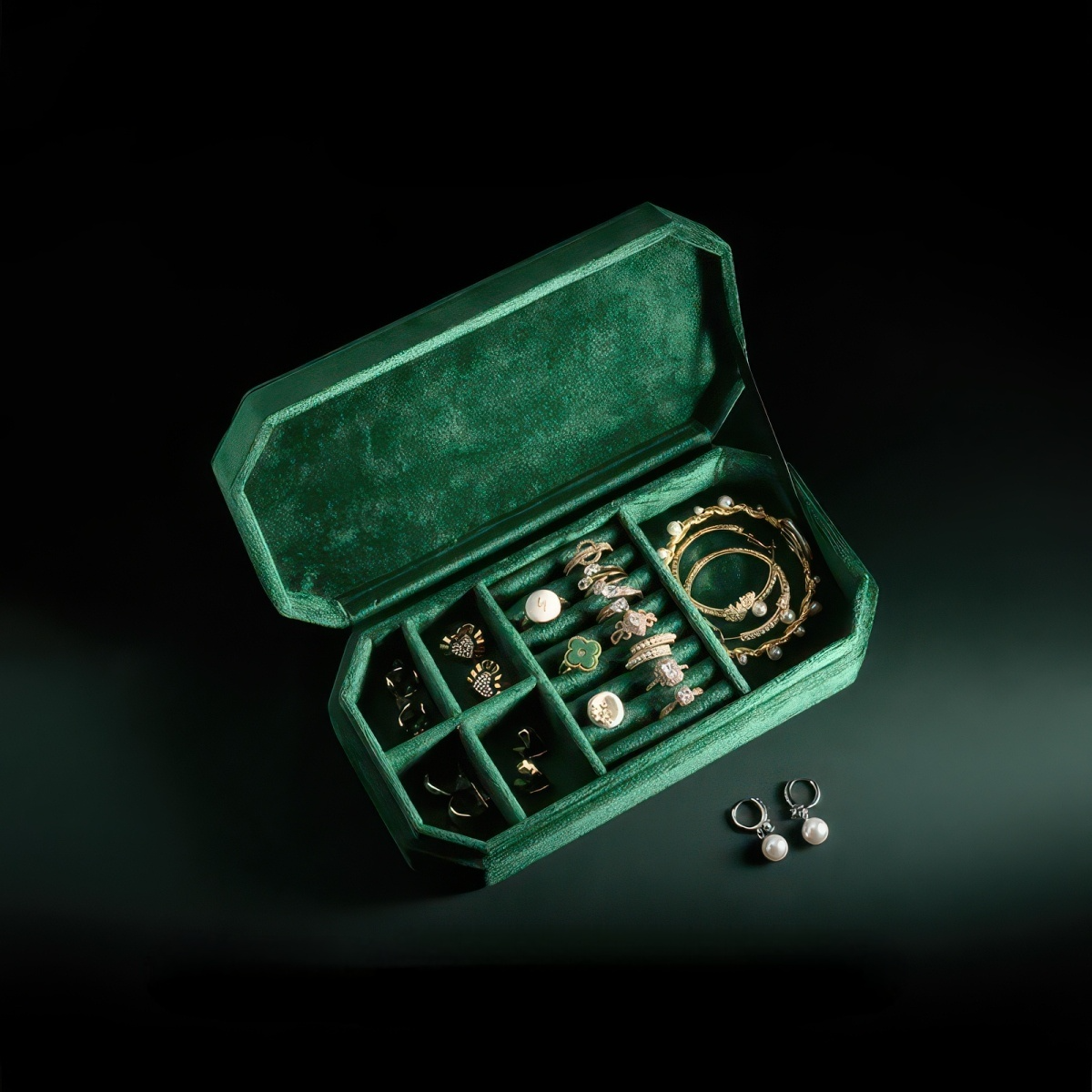 Velvet Travel Jewelry Box for Rings, Necklaces and Bracelets