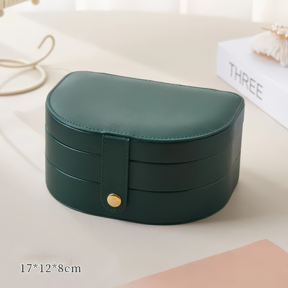 Travel Jewelry Storage Box with Leather Exterior