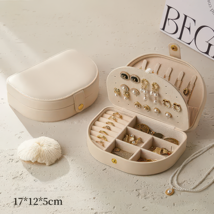 Travel Jewelry Storage Box with Leather Exterior