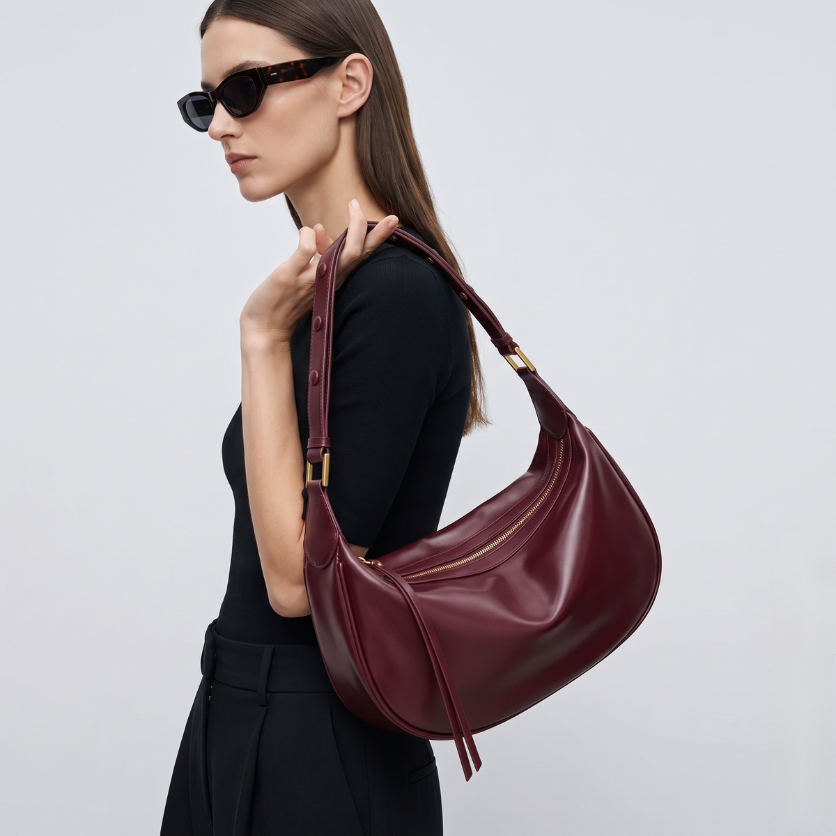 Textured Leather Shoulder and Crossbody Bag for Women