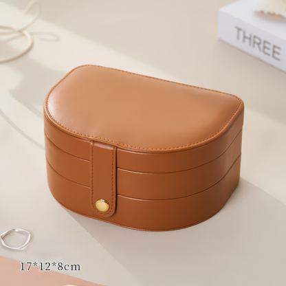 Travel Jewelry Storage Box with Leather Exterior