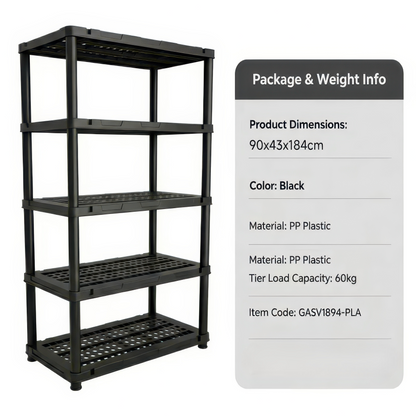Strong Plastic Storage Shelving - Waterproof 4/5 Tier Rack