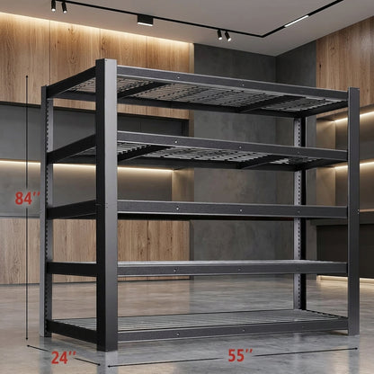 Metal Storage Rack - 84 Inch Heavy-Duty Garage Shelf