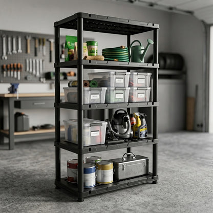 Strong Plastic Storage Shelving - Waterproof 4/5 Tier Rack