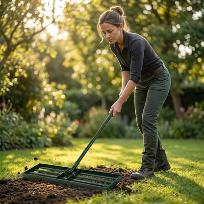 Lawn Leveling Rake - Adjustable Handle Grading Rake